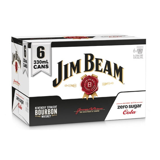 Jim Beam White & Zero Sugar Cola 4.8% Cans 6x330ml