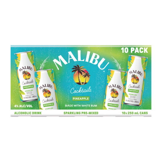 Malibu Cocktails Pineapple 4% Cans 10x250ml