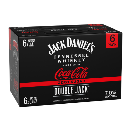 Jack Daniel's Double Jack with Coca-Cola Zero Sugar 7% Cans 6x330ml