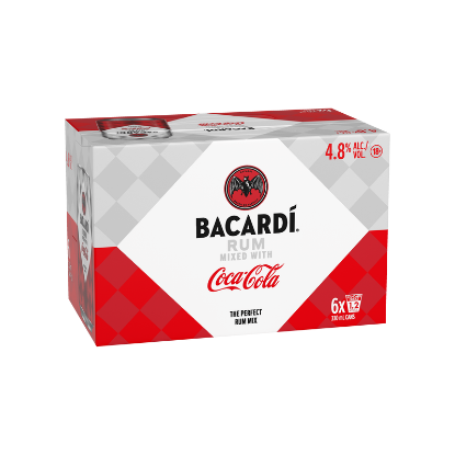 Bacardí Rum with Coca-Cola 4.8% Cans 6x330ml
