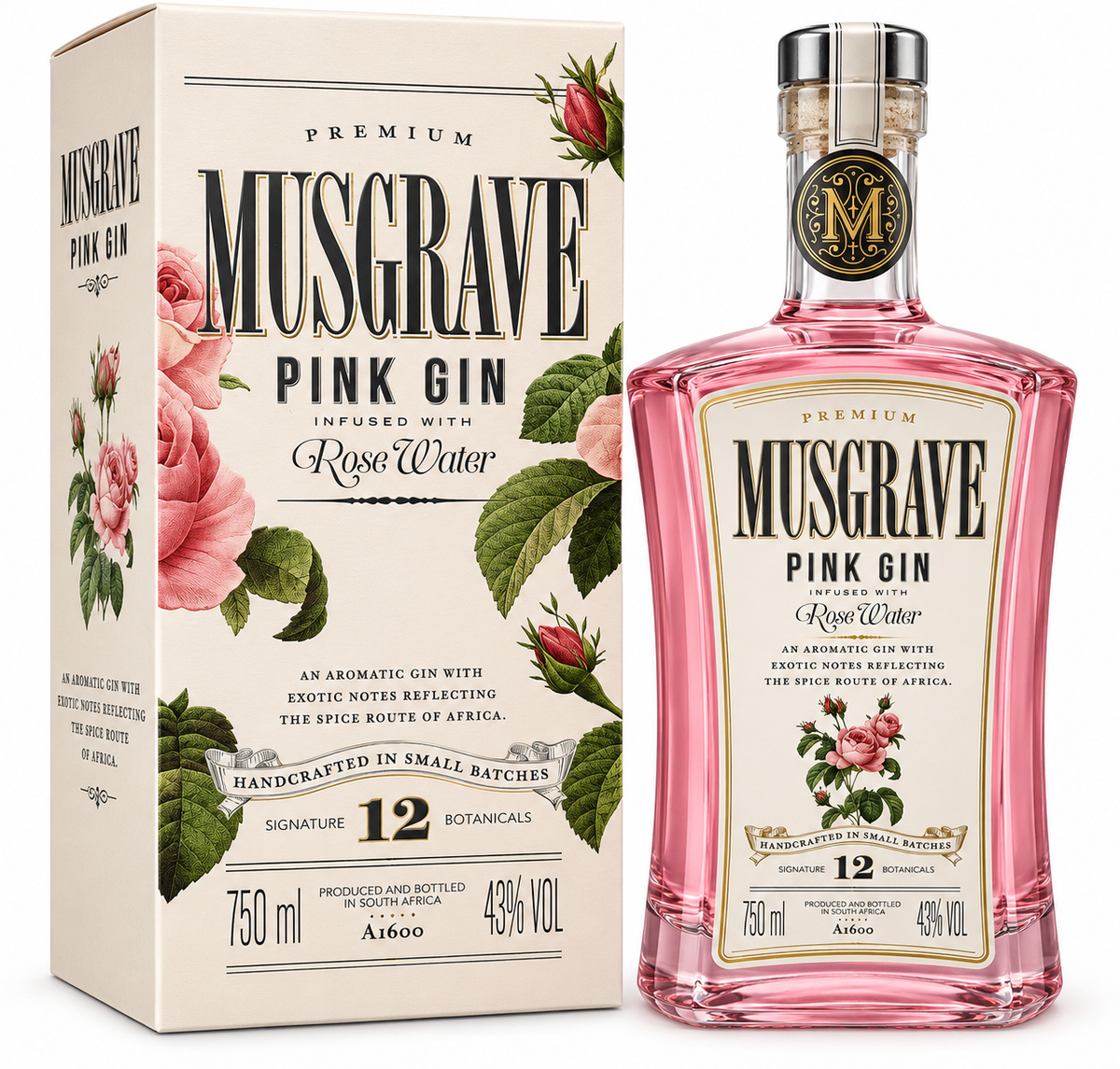 Musgrave Pink Gin – Rose Water (750ml)