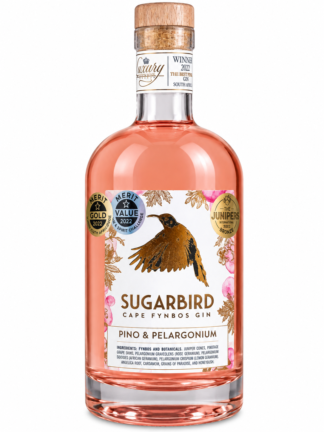 Sugarbird Cape Fynbos Gin – Pino & Pelargonium (750ml, 43% ABV)