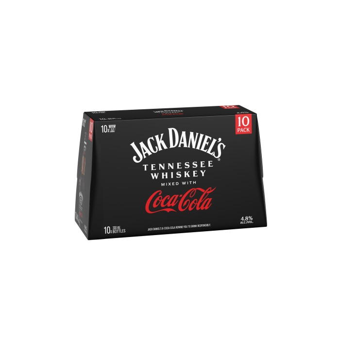 Jack Daniel's & Coke 4.8% 10 PK Bottles 330ml