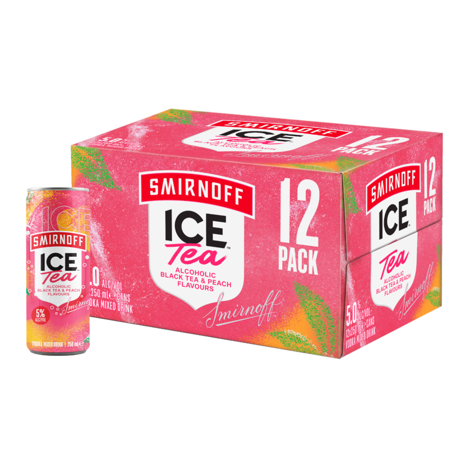 Smirnoff Ice Peach Tea 5% 12 Pack Cans 250ml