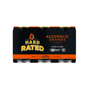 Hard Rated Orange Low Sugar 6% 6 Pack Cans 330ml