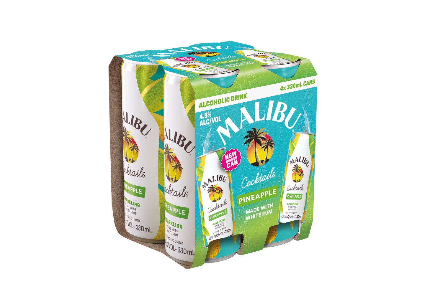 Malibu Pineapple 4.5% 4 Pack Cans 330ml