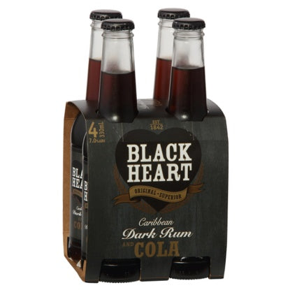Black Heart Dark Rum & Cola 7% Bottles 4x330ml