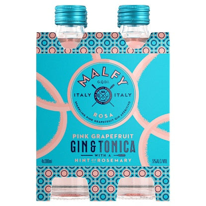 Malfy Rosa Gin & Tonica 5% Bottles 4x300ml