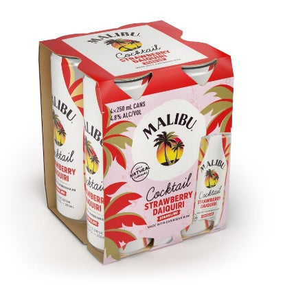 Malibu Cocktail Strawberry Daiquiri 4.8% Cans 4x250ml