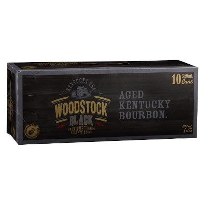 WOODSTOCK BLACK BOURBON COLA 7% 330ml CAN 10PK NEW