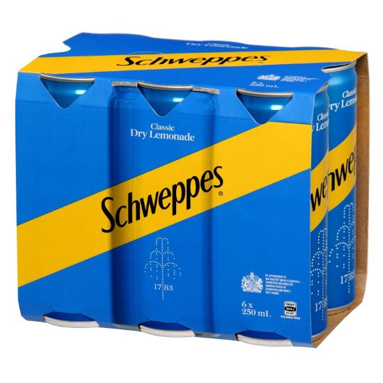 Schweppes Classic Dry Lemonade Cans 6x250ml