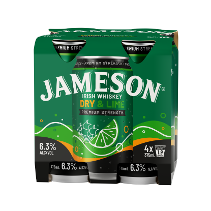 Jameson Dry & Lime 6.3% 375ml 4pk Cans