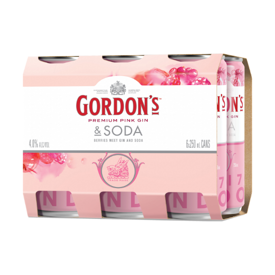 Gordon's Premium Pink Gin & Soda 4% Cans 6x250ml