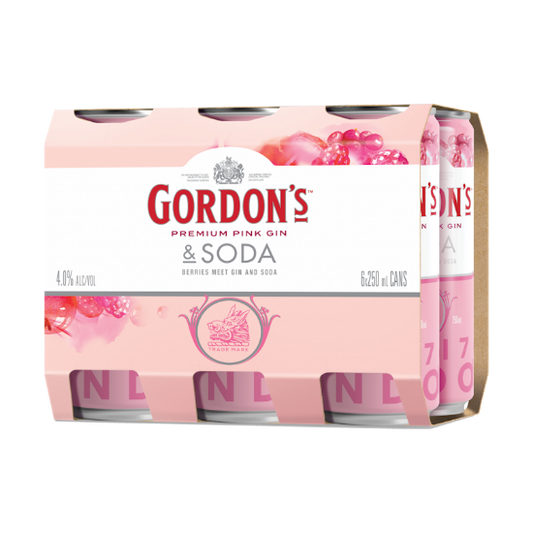 Gordon's Premium Pink Gin & Soda 4% Cans 6x250ml