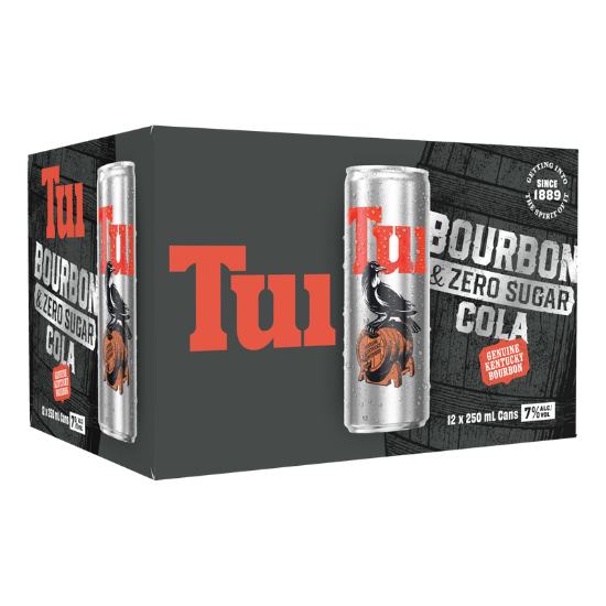 Tui Bourbon & Zero Sugar Cola 7% Cans 12x250ml