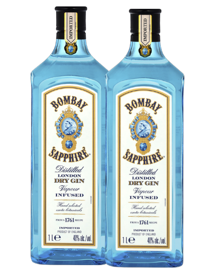 Bombay saphire 1L 2 for $125