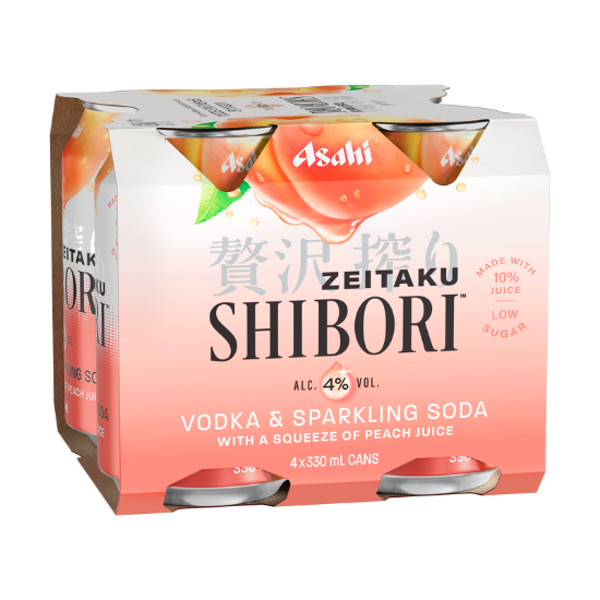 Asahi Zeitaku Shibori Vodka & Soda Peach 4% Cans 4x330ml