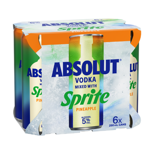 Absolut Vodka with Sprite Pineapple 5% Cans 6x250ml