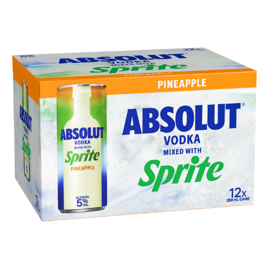 Absolut Vodka with Sprite Pineapple 5% Cans 12x250ml