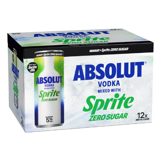 Absolut Vodka with Sprite Zero Sugar 5% Cans 12x250ml