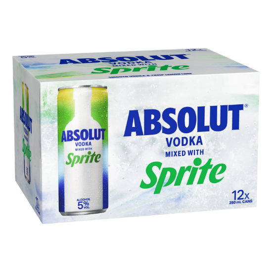Absolut Vodka with Sprite 5% Cans 12x250ml