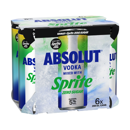 Absolut Vodka with Sprite Zero Sugar 5% Cans 6x250ml