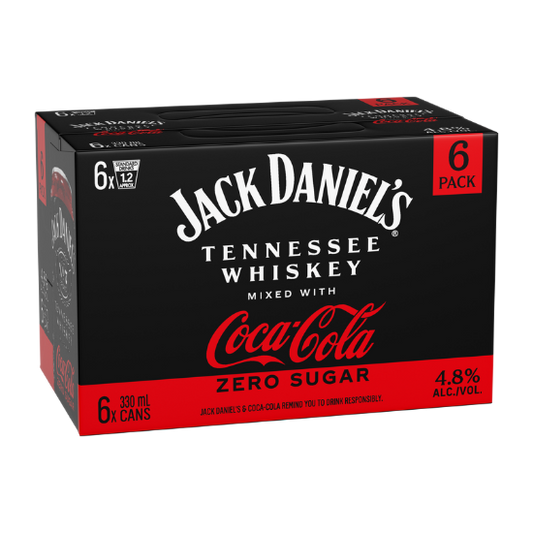 Jack Daniel's with Coca-Cola Zero Sugar 4.8% Cans 6x330ml
