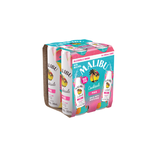 Malibu Cocktails Pink 4.5% Cans 4x330ml