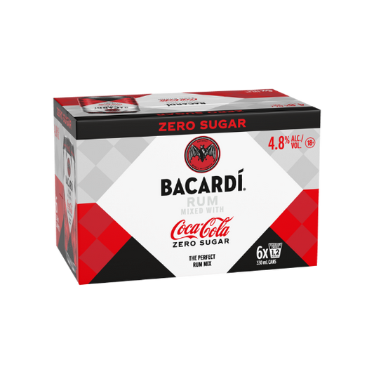 Bacardí Rum with Coca-Cola Zero Sugar 4.8% Cans 6x330m