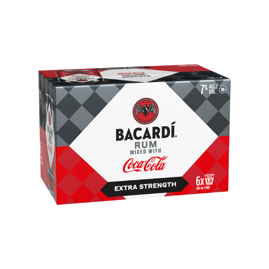 Bacardí Extra Strength Rum with Coca-Cola 7% Cans 6x330ml