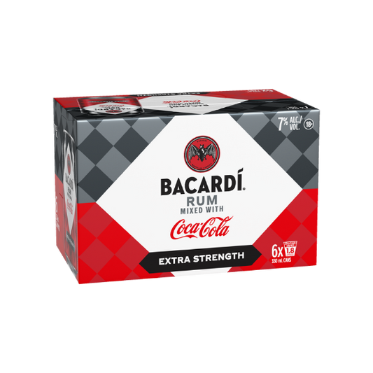 Bacardí Extra Strength Rum with Coca-Cola 7% Cans 6x330ml