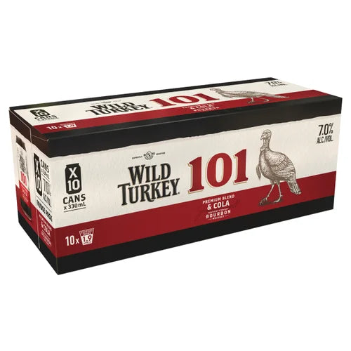 Wild Turkey 101 Premium & Cola 7% 10 Pack Cans 330ml
