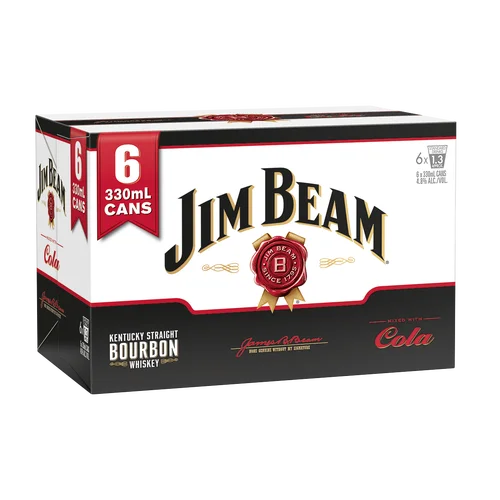 Jim Beam & Cola 4.8% 6 Pack Cans 330ml
