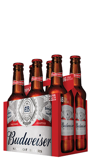 BUDWEISER 4x 6 Pack 5% 330ml Bottle
