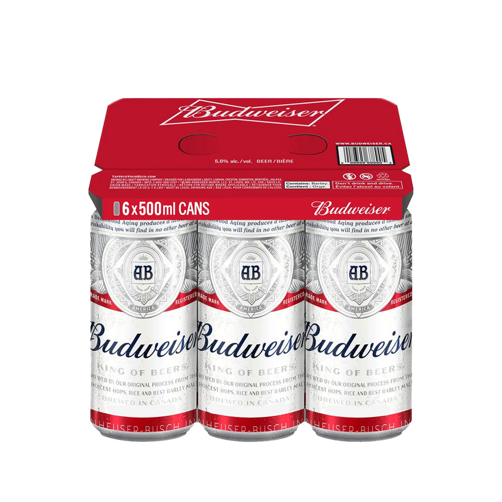 BUDWEISER CAN 500ML 6pk cans For $20