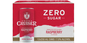 NEW VODKA CRUISER ZERO SUGAR RASPBERRY 7% 250ML CAN 12PK