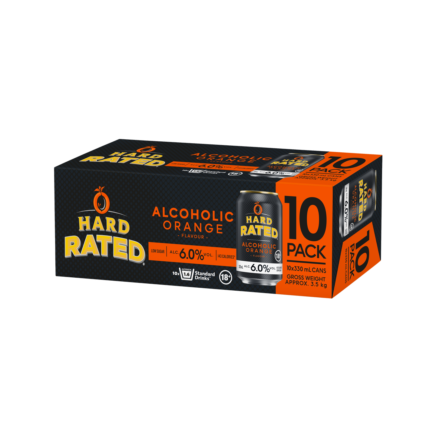 Hard Rated Orange Low Sugar 6% 10 Pack Cans 330ml