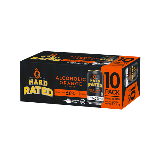 Hard Rated Orange Low Sugar 6% 10 Pack Cans 330ml