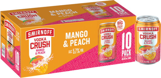 Smirnoff Crush Mango and Peach 330mL Can 10 Pack
