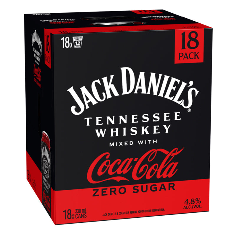Jack Daniel’s & Coca-Cola Zero Sugar 4.8% 330ml 18pk Cans