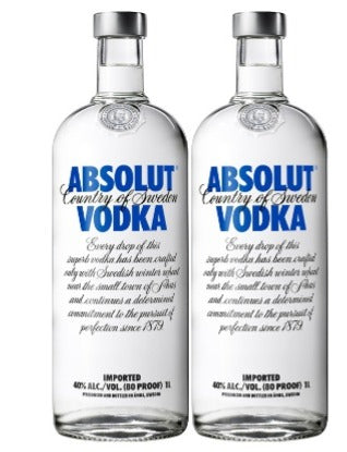 Absolut vodka 1L 2 for $99.99