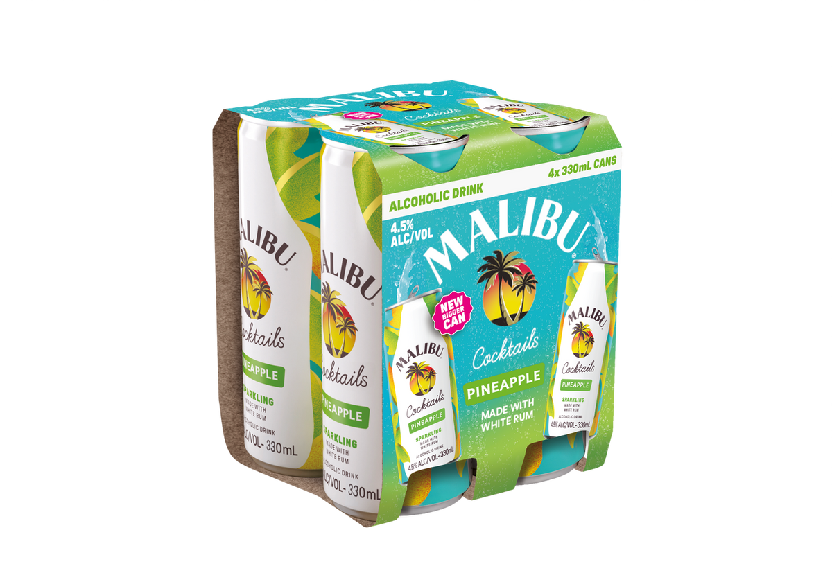 Malibu Pineapple 4.5% 4 Pack Cans 330ml