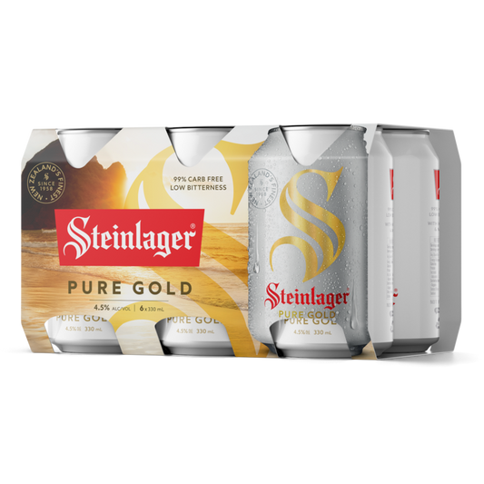 Steinlager Pure Gold 330mL Bottle 4x6 Pack